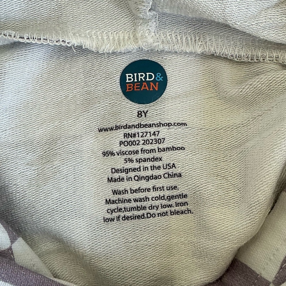 KIDS: Bird & Bean Pullover Bamboo Sweatshirt in Check It Out Blue - Picture 8 of 9